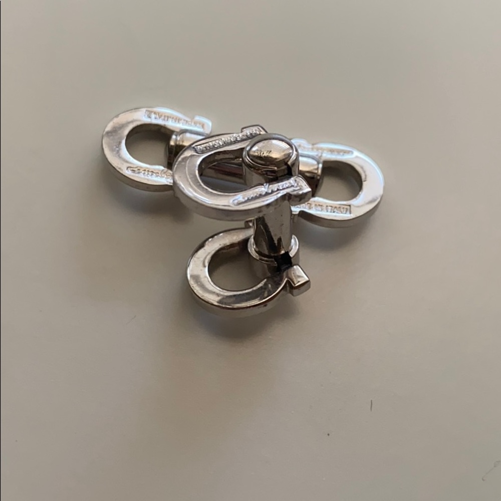 Salvatore Ferragamo silvertone logo cuff links